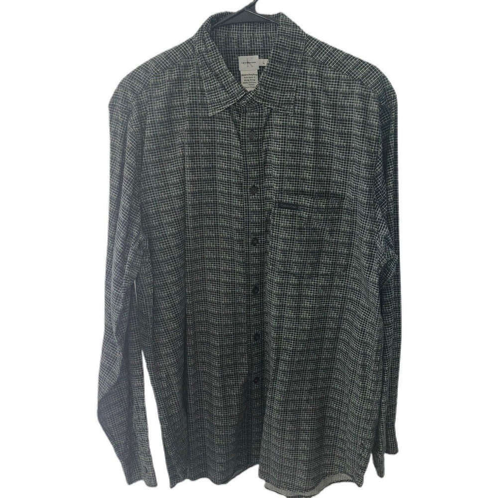 Vintage Calvin Klein Jeans Button Front Long Sleeve Shirt Mens L Black EUC